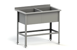Ванна моечная двухсекционная 1350х600х870 мм с бортом, разборная, нержавеющая сталь MGSTEEL