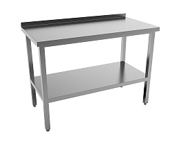 Стол разделочный с бортом 1000х600х870 мм сварной, полка сплошная, нержавейка MGSTEEL