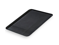 Поднос прорезиненный прямоугольный 46х36 см, черный MGprof (1418CTBl)
