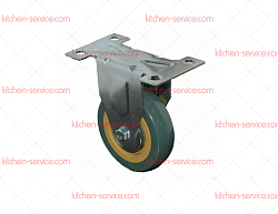 Колесо 75мм зеленая резина неповоротное (3052075-LT)