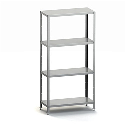 Стеллаж кухонный 1200х400х2000 мм, 4 сплошные полки нержавеющие, стойки оцинкованные, разборный MGSTEEL
