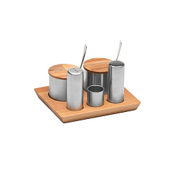 Набор соль/перец 5 предметов 13,5х16,5см на подставке сатин NARIN