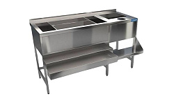 Станция барная 1400х540(750)х850 мм, 2 рейла, с полкой КАМИК