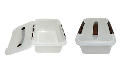 Контейнер для продуктов прямоугольный 6 л, 30х23х12 см, с ручкой, с коричневым зажимом MGprof (1706)