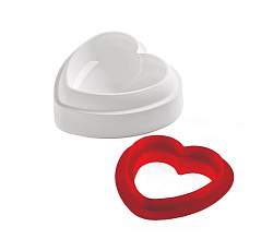 Форма для выпечки 600 мл 142x137x50 мм Сердце силикон, пластиковая вырубка SILIKOMART (HBO160)