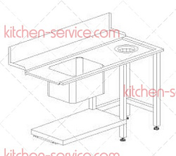 Стол для грязной посуды Т80E DX (правый) DIHR