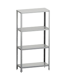 Стеллаж кухонный 1000x400x1800 мм, 4 сплошные полки нержавеющие, стойки нержавеющие, разборный MGSTEEL