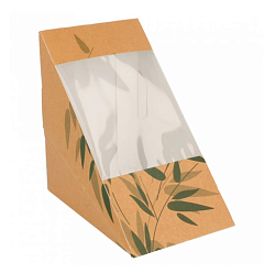Коробка картонная для тройного сэндвича с окном Feel Green 12,4x12,4x8,3 см GARCIA DE POU (147.72)