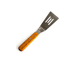 Лопатка 5,7х9,7см поварская перфорированная металлическая, с деревянной ручкой ROAL