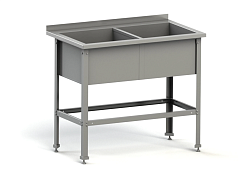Ванна моечная двухсекционная 1000х600х870 мм с бортом, разборная, нержавеющая сталь MGSTEEL