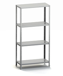 Стеллаж кухонный 1200х500х1800 мм, 4 сплошные полки нержавеющие, стойки оцинкованные, разборный MGSTEEL