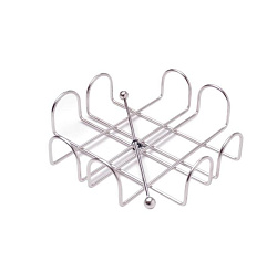 Салфетница 19х19х6,5 см горизонтальная нержавеющая (салфетки 33х33 см) с держателем MGSTEEL