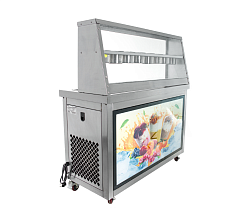 Фризер для ролл мороженого KCB-2F (контейнеры, световой короб, стол для топпингов, 2 компрессора) FOODATLAS