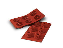 Форма для выпечки 6 ячеек 80 мл 70x36 мм Цветы силикон SILIKOMART