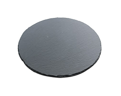 Блюдо для подачи круглое 25 см, черное, сланец MGprof