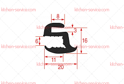 Уплотнитель стекла двери 650 мм для печи (3186409)
