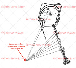 Вал ножа в сборе для овощерезки RG-100 HALLDE (1401)