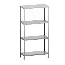 Стеллаж кухонный 1200х400х1600 мм, 4 сплошные полки нержавеющие, стойки нержавеющие, разборный MGSTEEL