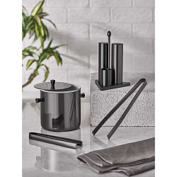 Набор соль/перец на подставке 3 предмета черный NARIN