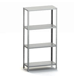 Стеллаж кухонный 1000x400x1800 мм, 5 сплошных полок нержавеющих, стойки нержавеющие, разборный MGSTEEL