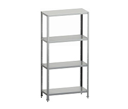Стеллаж кухонный 600х400х1600 мм, 4 сплошные полки, нержавейка, стойки нержавеющие, разборный MGSTEEL