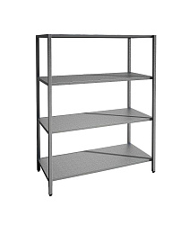 Стеллаж кухонный 900x400x1800 мм, 4 сплошные полки нержавеющие, стойки нержавеющие, сварной MGSTEEL