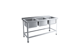 Ванна моечная 3 секции Стандарт ВМОцб3-500СНК с бортом ПИЩЕВЫЕ ТЕХНОЛОГИИ