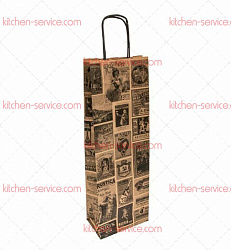 Пакет Газета с ручками для 1 бутылки, 14-8x40 см, бумага GARCIA DE POU (222.18)