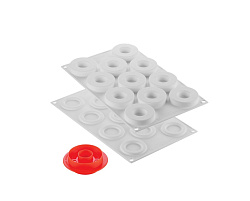 Форма для выпечки 32 мл 12 ячеек 60x31x13 мм Пончик силикон, пластиковая вырубка SILIKOMART