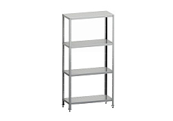 Стеллаж кухонный 600х400х1600 мм, 4 перфорированные полки, нержавейка, стойки оцинкованные, разборный MGSTEEL