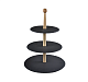 Этажерка 3-х ярусная 38,5 см, деревянное основание, черная, сланец MGprof