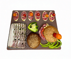 Доска разделочная пластик 500х350х15 мм коричневая с лого NORMA