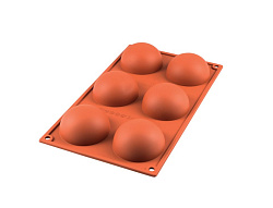 Форма для выпечки 6 ячеек 80 мл 70x35 мм Полусфера силикон SILIKOMART
