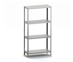 Стеллаж кухонный 700x300x1600 мм, 4 сплошные полки нержавеющие, стойки нержавеющие, разборный MGSTEEL