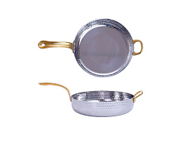 Сковорода порционная 18,5 см, 1,05 л, нержавейка глубокая с 2 ручками латунь MGSTEEL