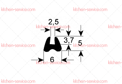 Уплотнитель внешний 5000 мм для стекла печи (3186325)
