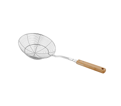 Шумовка сетчатая нержавеющая 230 мм, длина деревянной ручки 360 мм ROAL