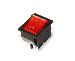 Переключатель клавишный одинарный широкий без лампочки красный для ROAL