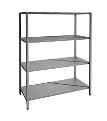 Стеллаж кухонный 1200х500х1800 мм, 4 сплошные полки нержавеющие, стойки нержавеющие, сварной MGSTEEL