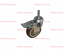 Колесо 75мм коричневая мягкая резина болт М10 с тормозом (SCTGB93Д) (7064075)