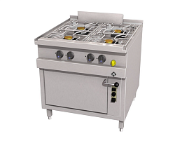 Плита газовая 4 конфорки с газовым духовым шкафом 2/1 GN, 7,0 кВт Optima 850 MKN