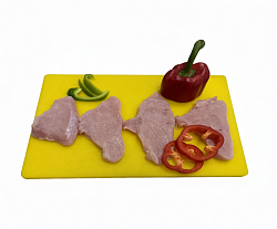 Доска разделочная пластик 500х350х15 мм желтая с лого NORMA