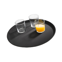 Поднос «Нослайд» прорезиненный круглый 27,5 см черный APS