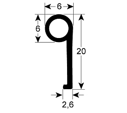 Уплотнитель двери 20х6 мм для ELETTROBAR (41247)