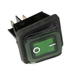 Переключатель клавишный одинарный широкий без лампочки зеленый для ROAL