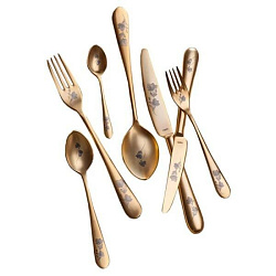 Ложка чайная 13 см Epsilon matt gold 24k flower NARIN