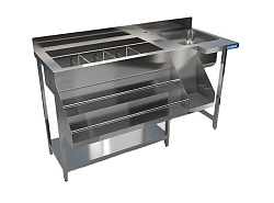 Станция барная 1500х600(745)х900 мм, 1 рейл (двойной), с полкой КАМИК