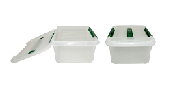 Контейнер для продуктов прямоугольный 6 л, 30х23х12 см, с ручкой и зеленым зажимом MGprof (1706)