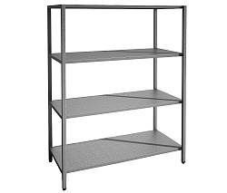 Стеллаж кухонный 600x600x1800 мм, 4 сплошные полки нержавеющие, стойки нержавеющие, сварной MGSTEEL