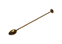 Ложка барменская золотая с плоской кнопкой 25 см, нержавеющая сталь MGSTEEL